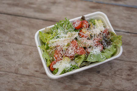 Caesar Salad with Salad Leaf, Cherry Tomato and Parmesan Cheese.の写真素材