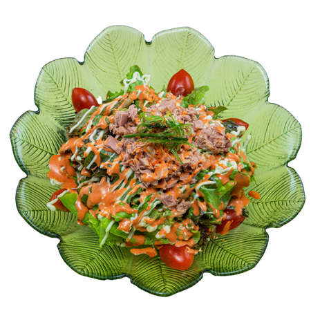 Tuna in Spring Water ice salad Japanese Food Style on White Backgroundの写真素材