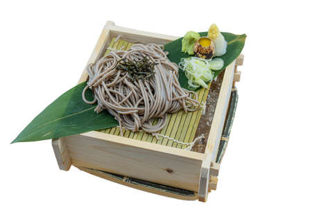 Zaru soba ramen is cold soba noodle - Japanese Food Style on White Backgroundの写真素材