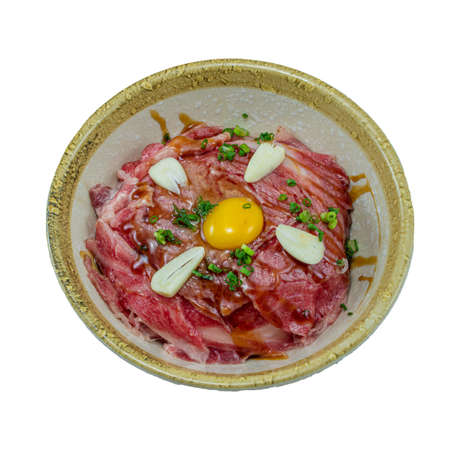 Japanese Food : Wagyu Don with raw egg toppingの写真素材