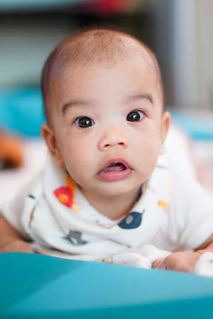 Newborn baby wake up.の写真素材