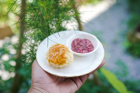 Lovely delicious Scone with yamの写真素材