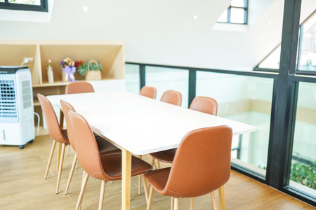 Interior of cafe restaurant slective focus.の写真素材