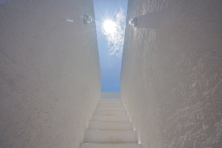Stairway Leading Up To Heavenly Sky Toward The Light.の写真素材