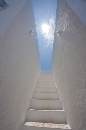 Stairway Leading Up To Heavenly Sky Toward The Light.の写真素材