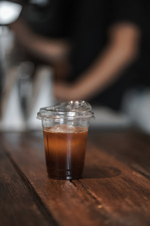 Coffee Americano black coffee barista background.の写真素材