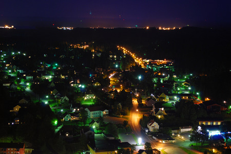 a village at night from aboveの写真素材