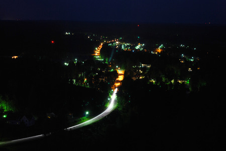 a village at night from aboveの写真素材