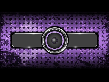 Abstract violet background with metallic circle speaker and perforated pattern plate  Part of set のイラスト素材