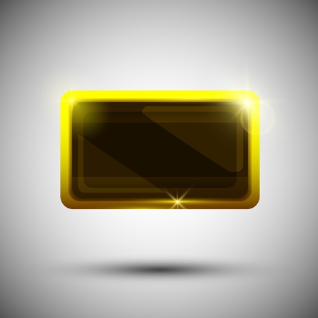 Vector Square glossy golden speech bubble with black glass inside のイラスト素材