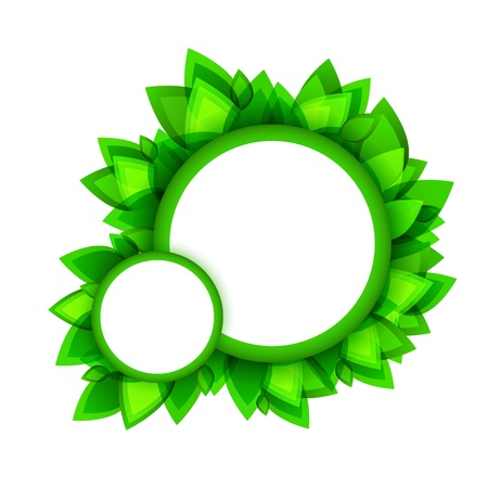 Floral bubble speech of green leaves  Part of bubble set のイラスト素材