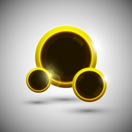 Glossy golden speech bubble with black glass inside のイラスト素材