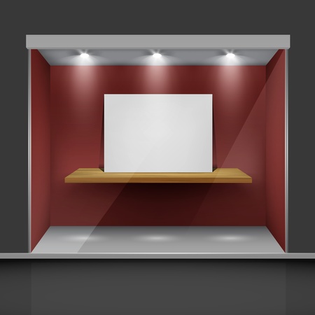 Shop with glass windows and open doors, front view  Part of set  Vector exterior のイラスト素材