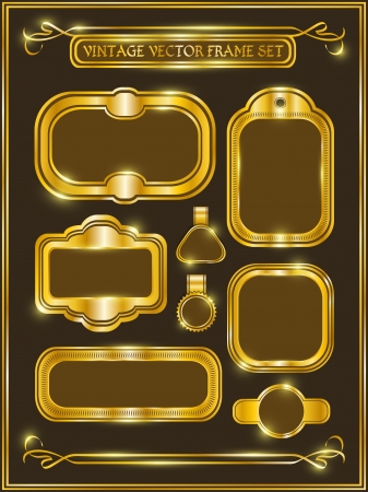 Vintage gold frame labels set  Vector vintage collections のイラスト素材