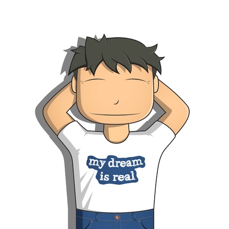 Dreaming boy drawn in anime style のイラスト素材