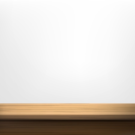 White wall background with wooden table のイラスト素材