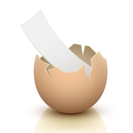 Vector isolated cracked egg with empty paper piece inside のイラスト素材