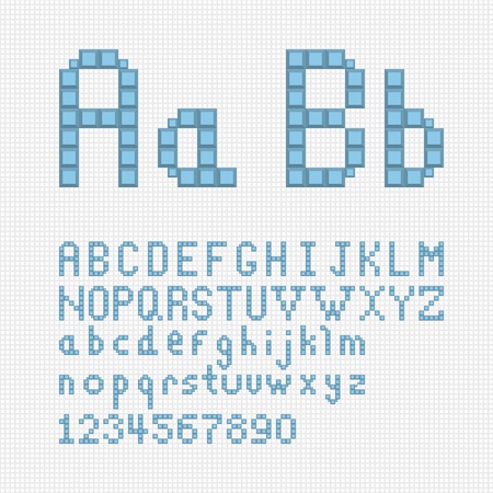 Vector alphabet set in pixel art style のイラスト素材