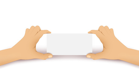 Vector hand holds a white blank card のイラスト素材