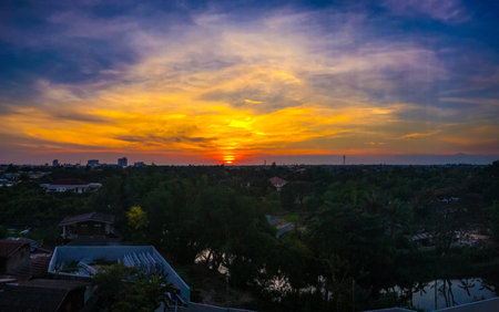 Sunset in the korat cityの素材