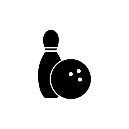 Bowling icon vector. Bowling ball and pin icon. Bowling pins with ball icon.のイラスト素材