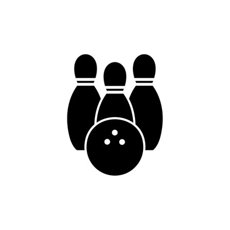 Bowling icon vector. Bowling ball and pin icon. Bowling pins with ball icon.のイラスト素材