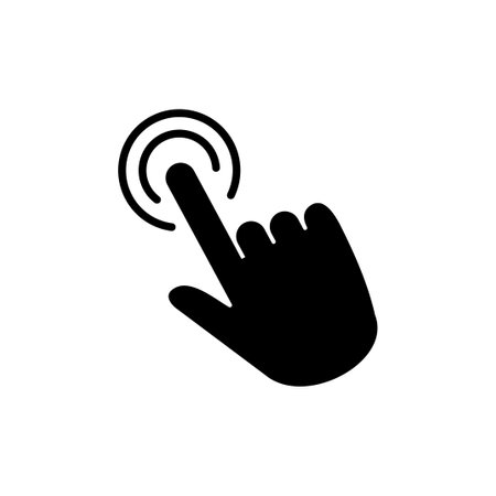 hand click icon vector. clicking finger icon. pointer iconのイラスト素材