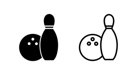 Bowling icon vector. Bowling ball and pin icon. Bowling pins with ball icon.のイラスト素材