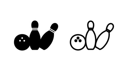 Bowling icon vector. Bowling ball and pin icon. Bowling pins with ball icon.のイラスト素材