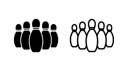 Bowling icon vector. Bowling ball and pin icon. Bowling pins with ball icon.のイラスト素材