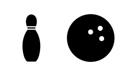 Bowling icon vector. Bowling ball and pin icon. Bowling pins with ball icon.のイラスト素材