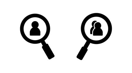 Hiring icon vector. search job vacancy icon. magnifying glass looking for peopleのイラスト素材