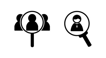 Hiring icon vector. search job vacancy icon. magnifying glass looking for peopleのイラスト素材