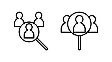 Hiring icon vector. search job vacancy icon. magnifying glass looking for peopleのイラスト素材