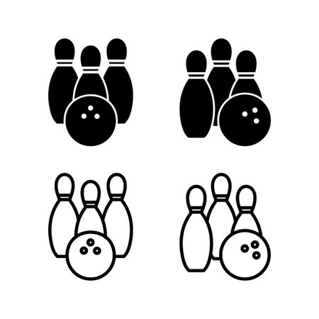 Bowling icon vector. Bowling ball and pin icon. Bowling pins with ball icon.のイラスト素材