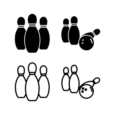 Bowling icon vector. Bowling ball and pin icon. Bowling pins with ball icon.のイラスト素材
