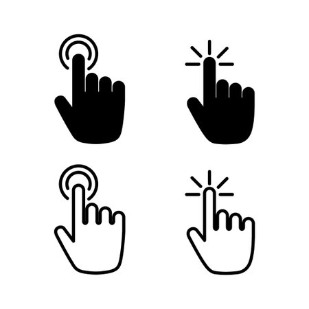 hand click icon vector. clicking finger icon. pointer iconのイラスト素材