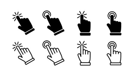 hand click icon vector. clicking finger icon. pointer iconのイラスト素材