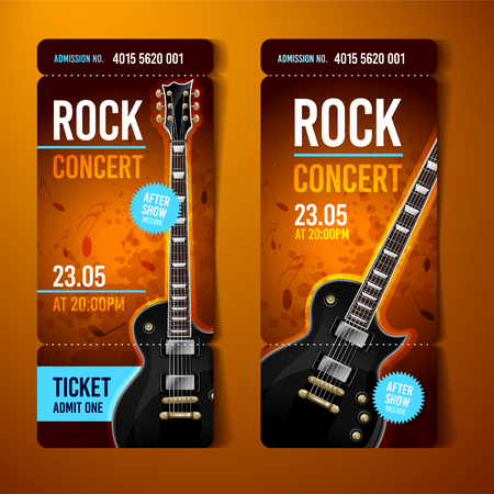 Vector rock festival ticket design template with guitarのイラスト素材