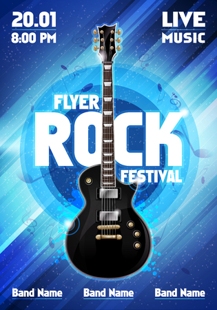 vector rock festival flyer design template with guitarのイラスト素材
