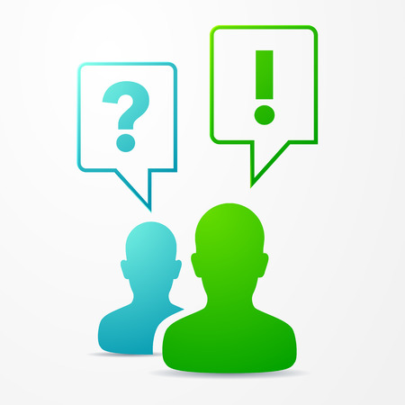 2 People Speech Bubbles Question & Answer Blue / Greenのイラスト素材