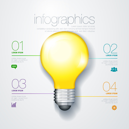 modern vector infographic diagram with light bulbのイラスト素材