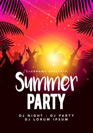 illustration of abstract flyer poster design summer beach party templateのイラスト素材