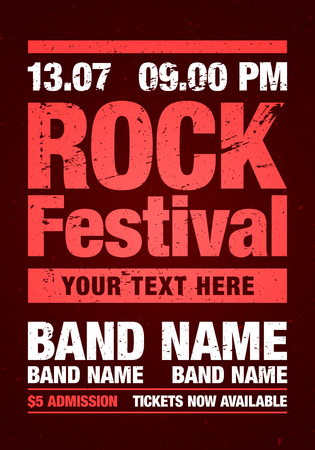 Vector illustration rock concert retro poster design template on old paper textureのイラスト素材