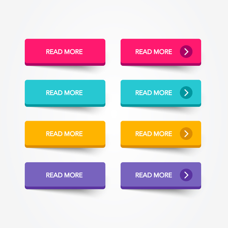 Read More colorful 3d button set on white background. Flat line button collection. Vector web elementのイラスト素材