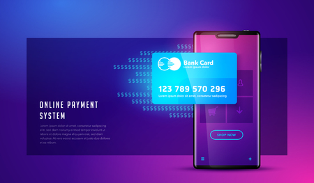 Vector illustration Financial analytics, digital financial services. Phone with a mobile interface of the payment system, money transfers and financial transactionsのイラスト素材