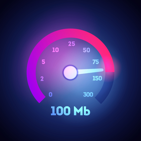 Vector Illustration Fuel Internet Speedometer. 100 mb Speed Icon. Megabit Download Flatrate.のイラスト素材