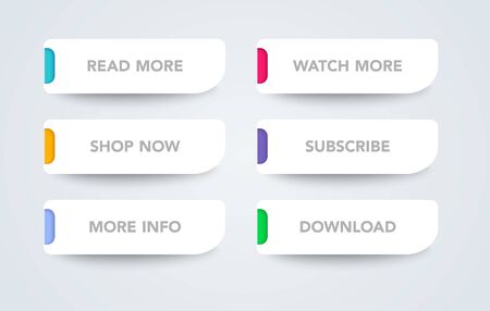 Vector illustration modern clean flat style button set. Web element.のイラスト素材