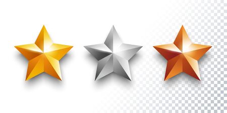 Vector set of gold, silver and bronze medals with starsのイラスト素材