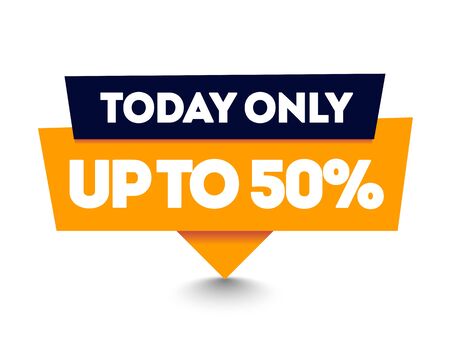 Vector Illustration Today Only Sign. Up To 50 Off Origami Speech Bubble. Sale label design.のイラスト素材